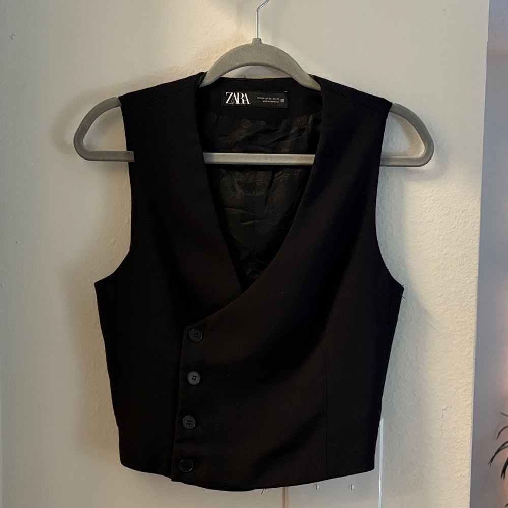Zara Black Sleeveless Wrap Vest